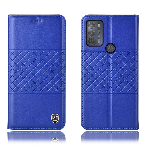 Coque Portefeuille Livre Cuir Etui Clapet H10P pour Motorola Moto G50 Bleu
