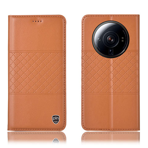 Coque Portefeuille Livre Cuir Etui Clapet H10P pour Xiaomi Mi 12 Ultra 5G Orange