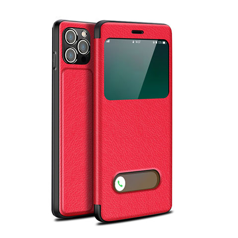 Coque Portefeuille Livre Cuir Etui Clapet H19 pour Apple iPhone 13 Pro Rouge