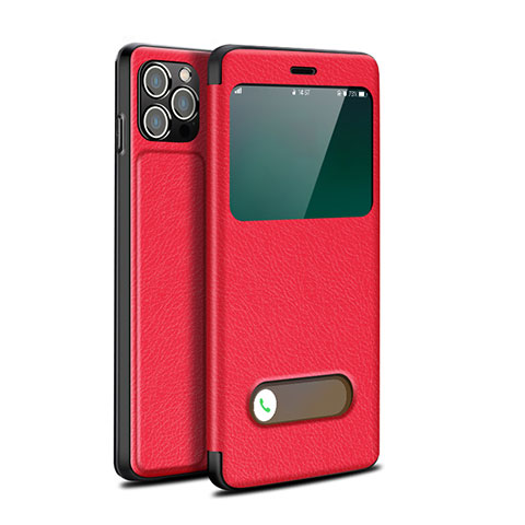 Coque Portefeuille Livre Cuir Etui Clapet H19 pour Apple iPhone 14 Pro Rouge