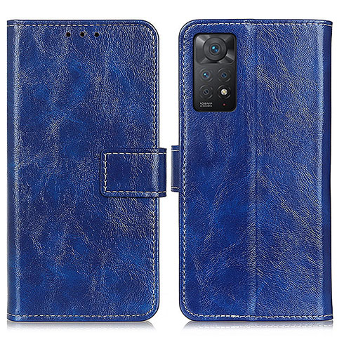 Coque Portefeuille Livre Cuir Etui Clapet K04Z pour Xiaomi Redmi Note 11 Pro 4G Bleu