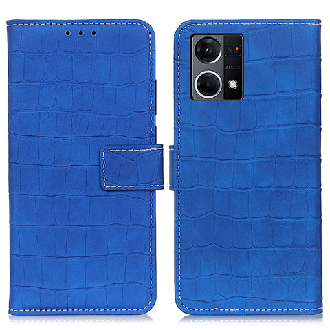 Coque Portefeuille Livre Cuir Etui Clapet K07Z pour Oppo Reno8 4G Bleu