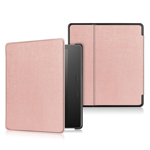 Coque Portefeuille Livre Cuir Etui Clapet L01 pour Amazon Kindle Oasis 7 inch Or Rose