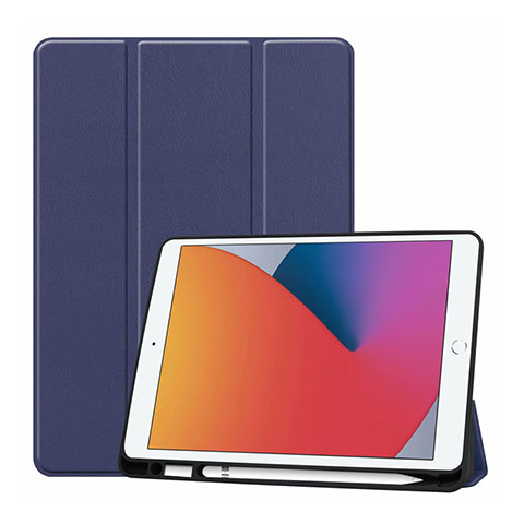Coque Portefeuille Livre Cuir Etui Clapet L01 pour Apple iPad 10.2 (2020) Bleu