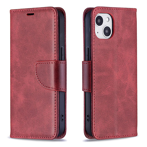 Coque Portefeuille Livre Cuir Etui Clapet L01 pour Apple iPhone 14 Plus Rouge