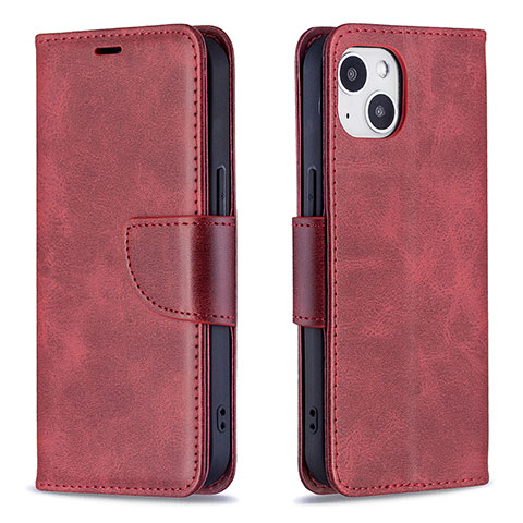 Coque Portefeuille Livre Cuir Etui Clapet L01 pour Apple iPhone 14 Rouge