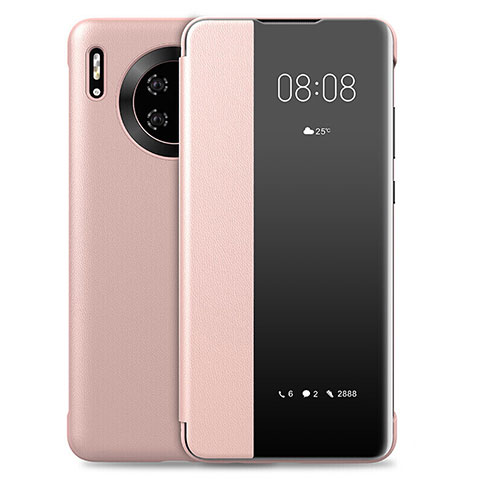 Coque Portefeuille Livre Cuir Etui Clapet L01 pour Huawei Mate 30 5G Or Rose