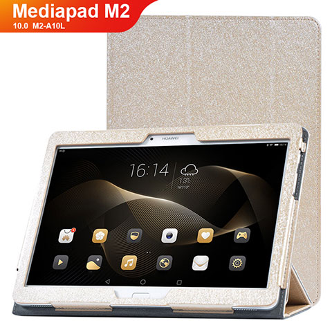 Coque Portefeuille Livre Cuir Etui Clapet L01 pour Huawei MediaPad M2 10.0 M2-A10L Or
