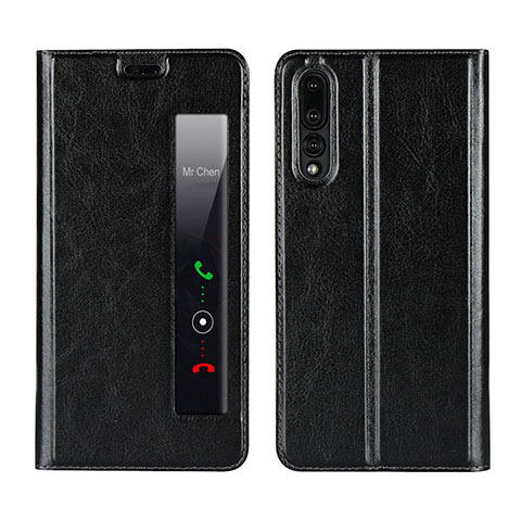 Coque Portefeuille Livre Cuir Etui Clapet L01 pour Huawei P20 Pro Noir