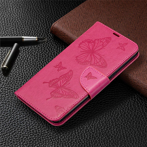Coque Portefeuille Livre Cuir Etui Clapet L01 pour LG K61 Rose Rouge