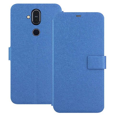 Coque Portefeuille Livre Cuir Etui Clapet L01 pour Nokia X7 Bleu