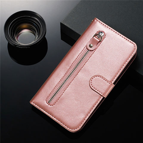 Coque Portefeuille Livre Cuir Etui Clapet L01 pour Samsung Galaxy S20 5G Or Rose