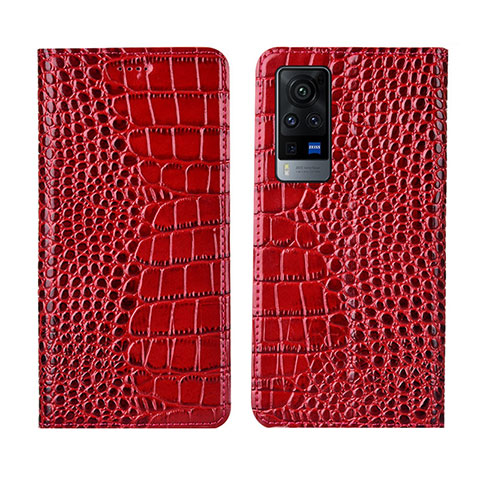 Coque Portefeuille Livre Cuir Etui Clapet L01 pour Vivo X60 Pro 5G Rouge