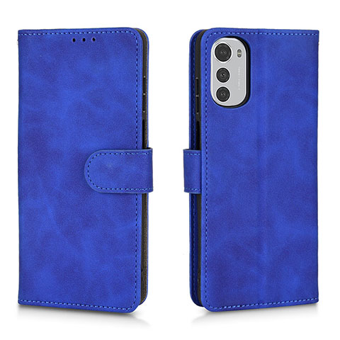 Coque Portefeuille Livre Cuir Etui Clapet L01Z pour Motorola Moto E32 Bleu