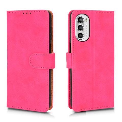Coque Portefeuille Livre Cuir Etui Clapet L01Z pour Motorola Moto G52j 5G Rose Rouge