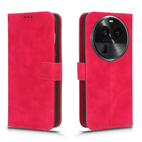Coque Portefeuille Livre Cuir Etui Clapet L01Z pour Oppo Find X6 Pro 5G Rose Rouge