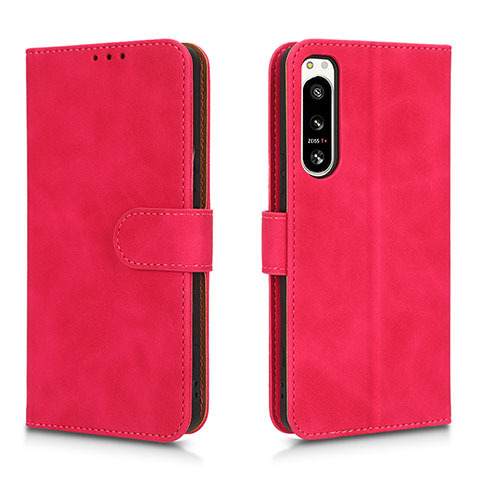 Coque Portefeuille Livre Cuir Etui Clapet L01Z pour Sony Xperia 5 IV Rose Rouge