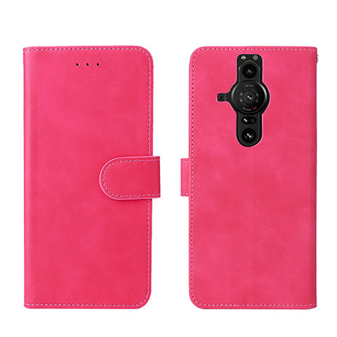 Coque Portefeuille Livre Cuir Etui Clapet L01Z pour Sony Xperia PRO-I Rose Rouge