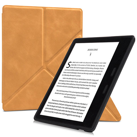 Coque Portefeuille Livre Cuir Etui Clapet L02 pour Amazon Kindle Oasis 7 inch Orange