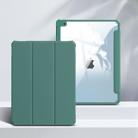 Coque Portefeuille Livre Cuir Etui Clapet L02 pour Apple iPad 10.2 (2020) Vert