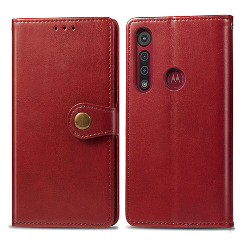 Coque Portefeuille Livre Cuir Etui Clapet L02 pour Motorola Moto G8 Play Rouge