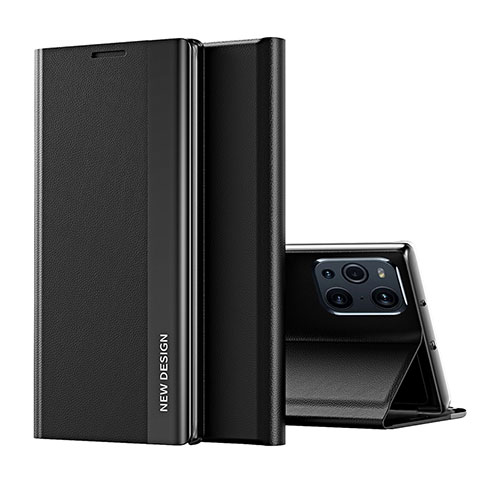 Coque Portefeuille Livre Cuir Etui Clapet L02 pour Oppo Find X3 Pro 5G Noir