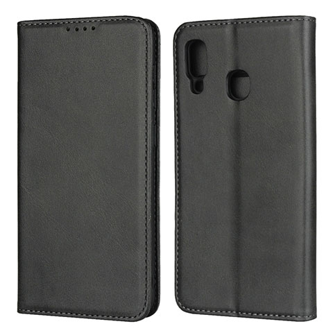 Coque Portefeuille Livre Cuir Etui Clapet L02 pour Samsung Galaxy A30 Noir