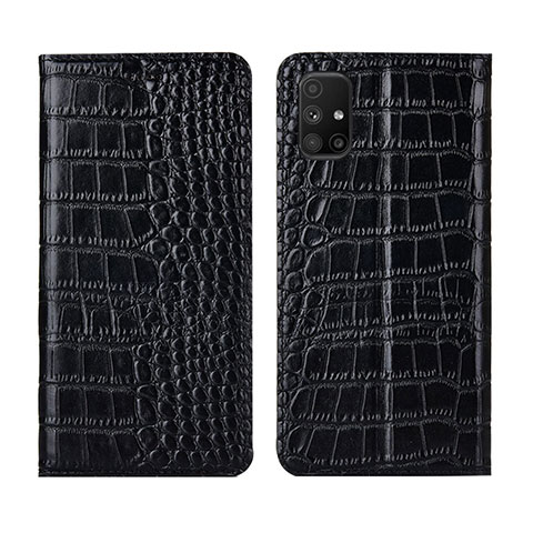Coque Portefeuille Livre Cuir Etui Clapet L02 pour Samsung Galaxy M51 Noir