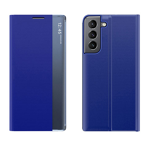 Coque Portefeuille Livre Cuir Etui Clapet L02 pour Samsung Galaxy S21 FE 5G Bleu