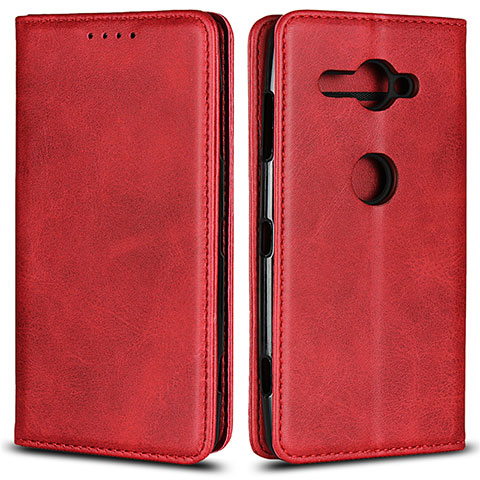 Coque Portefeuille Livre Cuir Etui Clapet L02 pour Sony Xperia XZ2 Compact Rouge