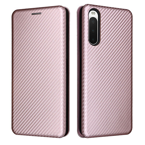 Coque Portefeuille Livre Cuir Etui Clapet L02Z pour Sony Xperia 10 V Or Rose