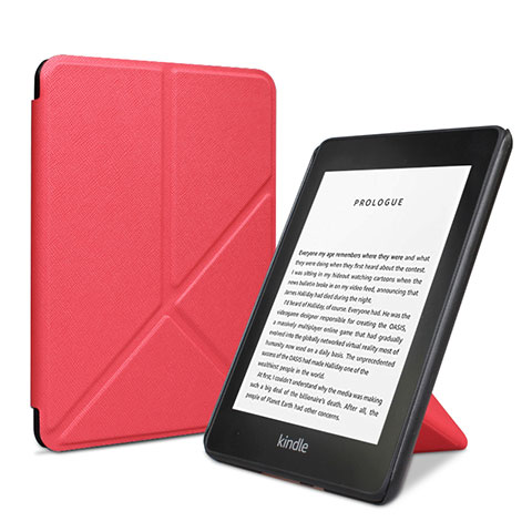 Coque Portefeuille Livre Cuir Etui Clapet L03 pour Amazon Kindle 6 inch Rouge