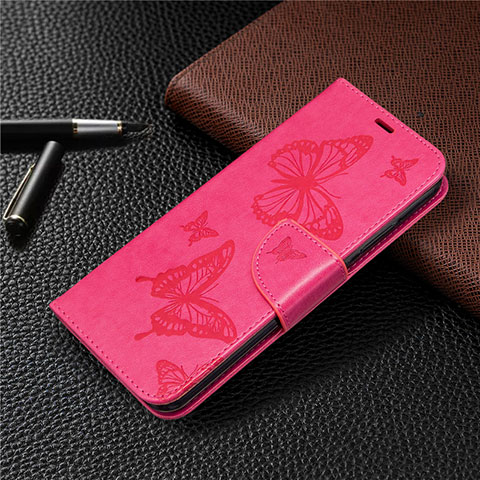 Coque Portefeuille Livre Cuir Etui Clapet L03 pour Huawei Honor 9C Rose Rouge