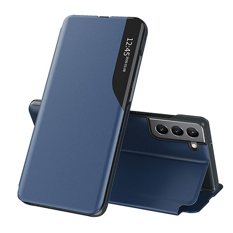 Coque Portefeuille Livre Cuir Etui Clapet L03 pour Samsung Galaxy S21 FE 5G Bleu
