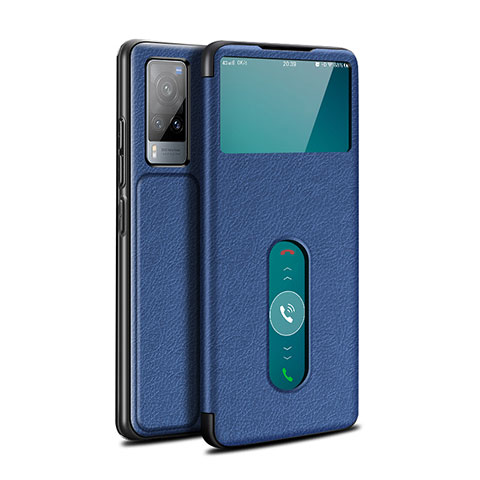 Coque Portefeuille Livre Cuir Etui Clapet L03 pour Vivo X60 5G Bleu