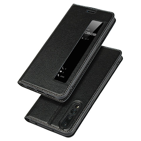 Coque Portefeuille Livre Cuir Etui Clapet L04 pour Huawei P20 Pro Noir
