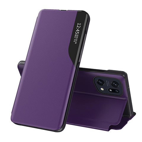 Coque Portefeuille Livre Cuir Etui Clapet L04 pour Oppo Find X5 Pro 5G Violet