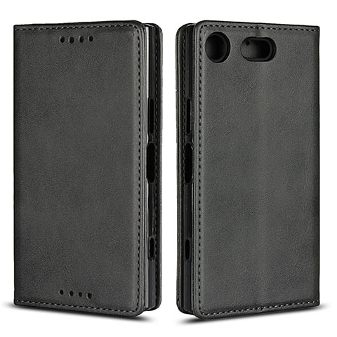 Coque Portefeuille Livre Cuir Etui Clapet L04 pour Sony Xperia XZ1 Compact Noir