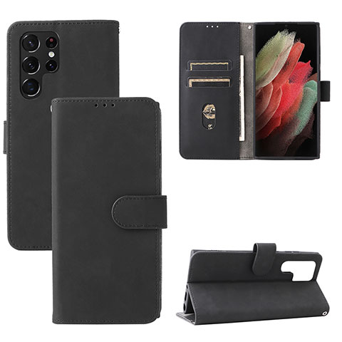 Coque Portefeuille Livre Cuir Etui Clapet L04Z pour Samsung Galaxy S21 Ultra 5G Noir