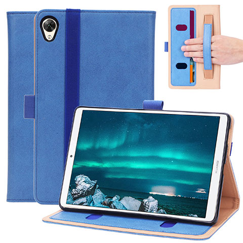 Coque Portefeuille Livre Cuir Etui Clapet L05 pour Huawei MediaPad M6 8.4 Bleu