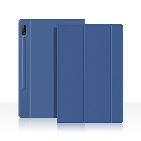 Coque Portefeuille Livre Cuir Etui Clapet L05 pour Samsung Galaxy Tab S7 4G 11 SM-T875 Bleu