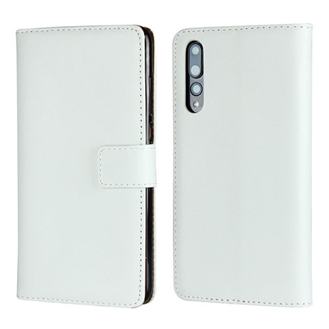 Coque Portefeuille Livre Cuir Etui Clapet L06 pour Huawei P20 Pro Blanc