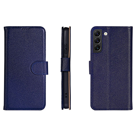 Coque Portefeuille Livre Cuir Etui Clapet L06 pour Samsung Galaxy S22 5G Bleu