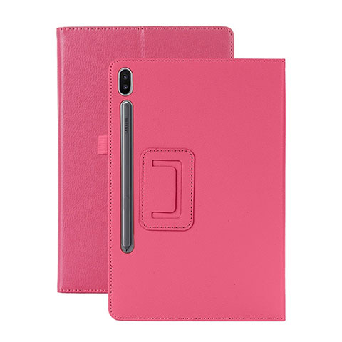 Coque Portefeuille Livre Cuir Etui Clapet L06 pour Samsung Galaxy Tab S6 10.5 SM-T860 Rose Rouge