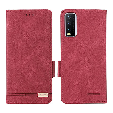 Coque Portefeuille Livre Cuir Etui Clapet L07Z pour Vivo Y20 Rouge