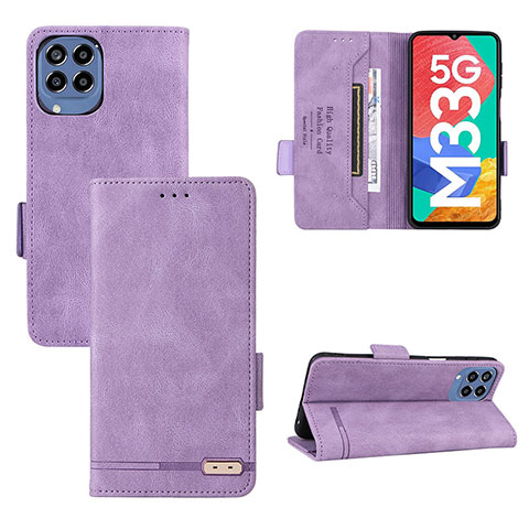 Coque Portefeuille Livre Cuir Etui Clapet L09Z pour Samsung Galaxy M33 5G Violet