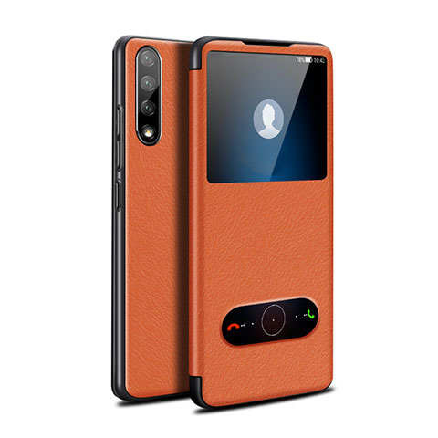 Coque Portefeuille Livre Cuir Etui Clapet L12 pour Huawei Enjoy 10S Orange
