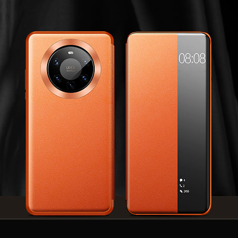 Coque Portefeuille Livre Cuir Etui Clapet L12 pour Huawei Mate 40 Pro+ Plus Orange