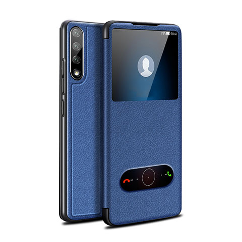 Coque Portefeuille Livre Cuir Etui Clapet L12 pour Huawei Y8p Bleu