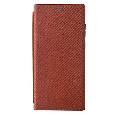 Coque Portefeuille Livre Cuir Etui Clapet L12Z pour Samsung Galaxy S21 Ultra 5G Marron